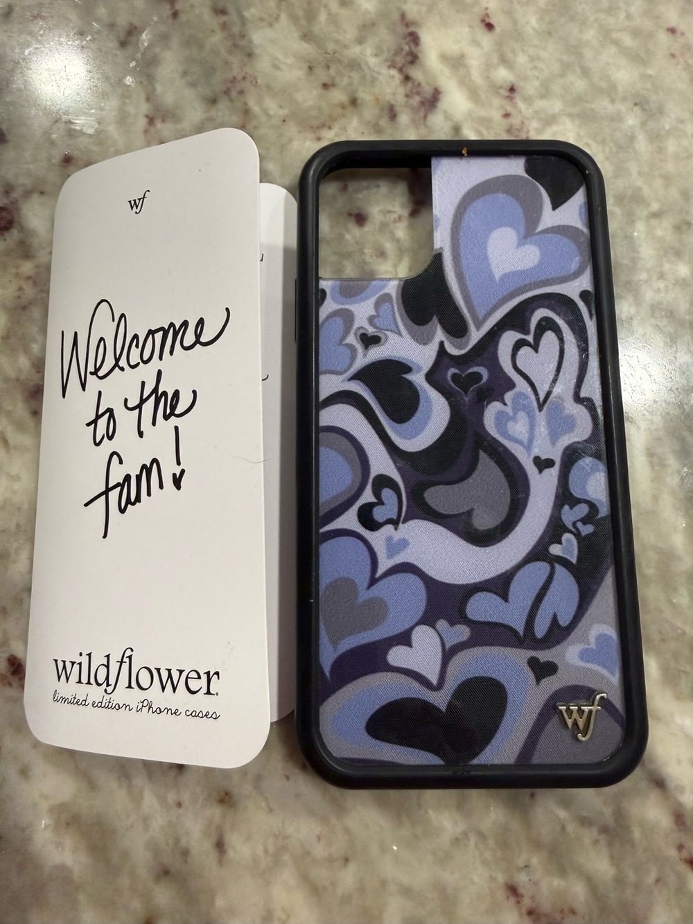 Wildflower Salem Mitchell Limited EditioPurple & Black Heart Pattern iPhone Case